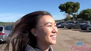 Kimmy Kimm enjoys while getting fingered at hand the car - POV